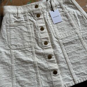 Coach Cream Button-Front Skirt